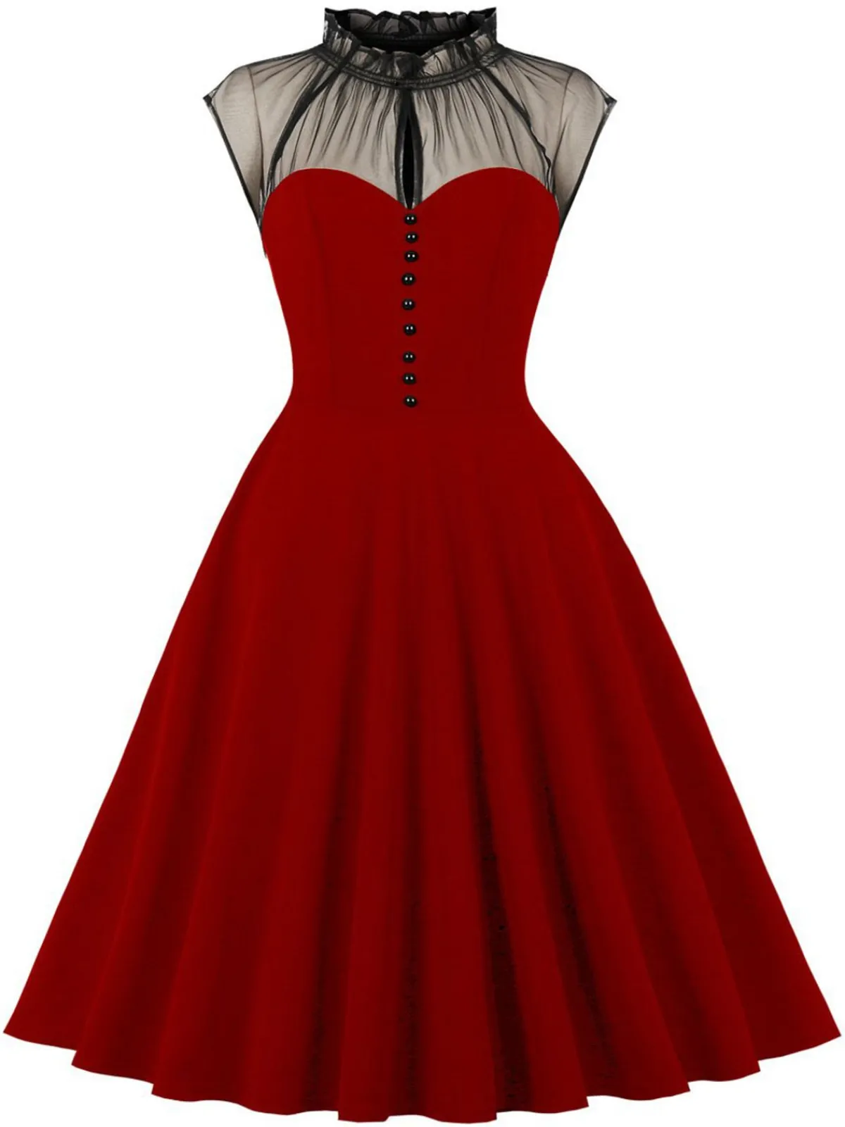 Clearance Retro Stage 1950s Patchwork Flying Sleeves Swing Dress
