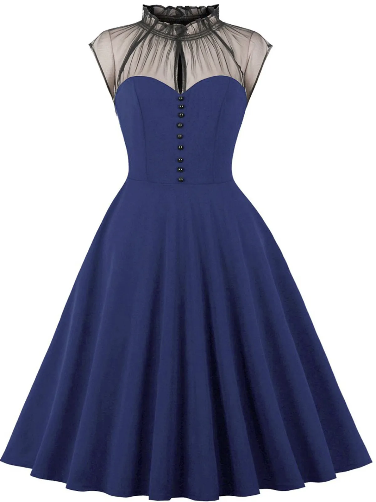 Clearance Retro Stage 1950s Patchwork Flying Sleeves Swing Dress