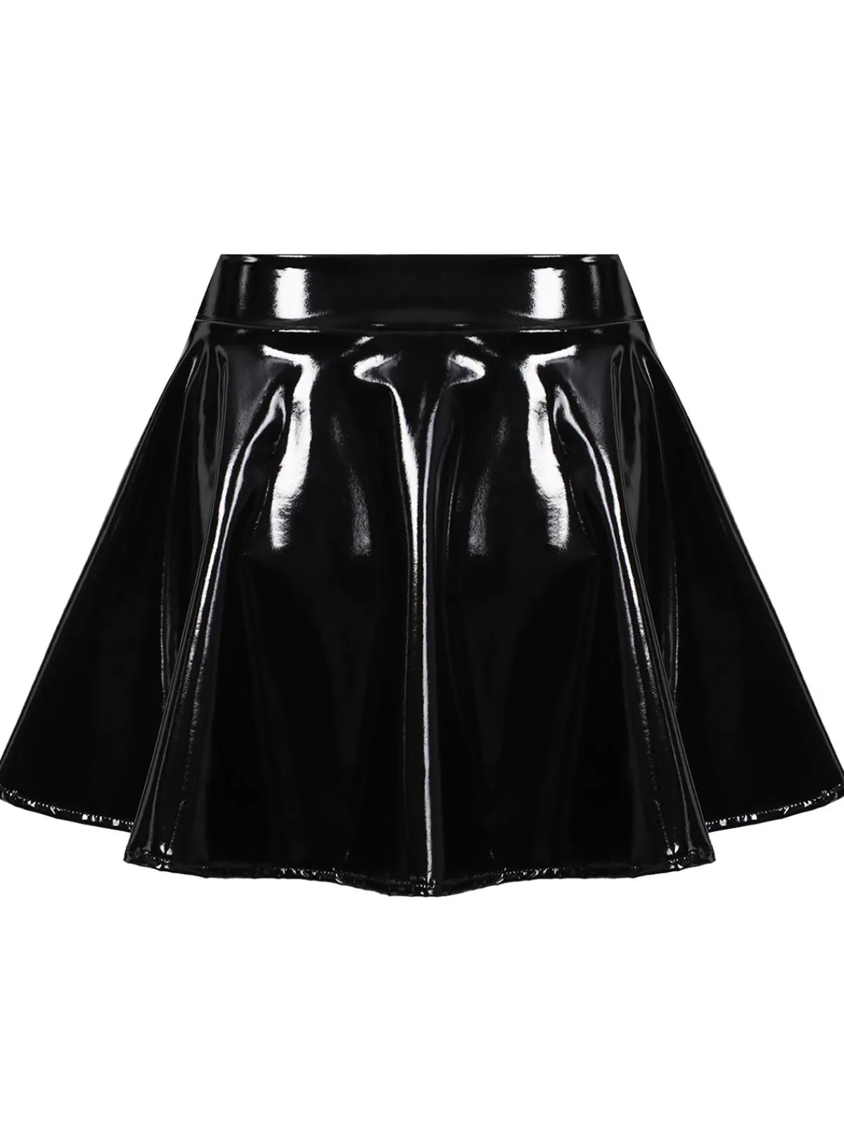 Best Retro Stage 1980s Patent Leather Pleated Mini Skirt