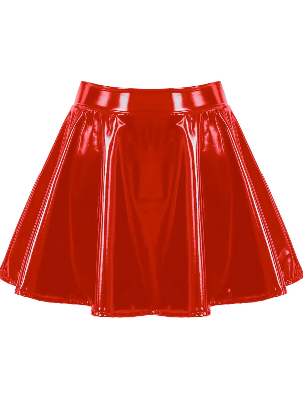 Best Retro Stage 1980s Patent Leather Pleated Mini Skirt