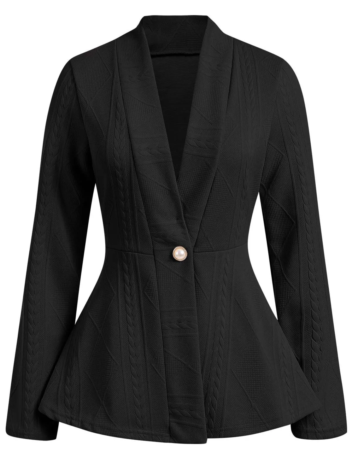 Clearance Retro Stage 1960s Pearl Buttoned Waisted Flare Long Sleeve Coat