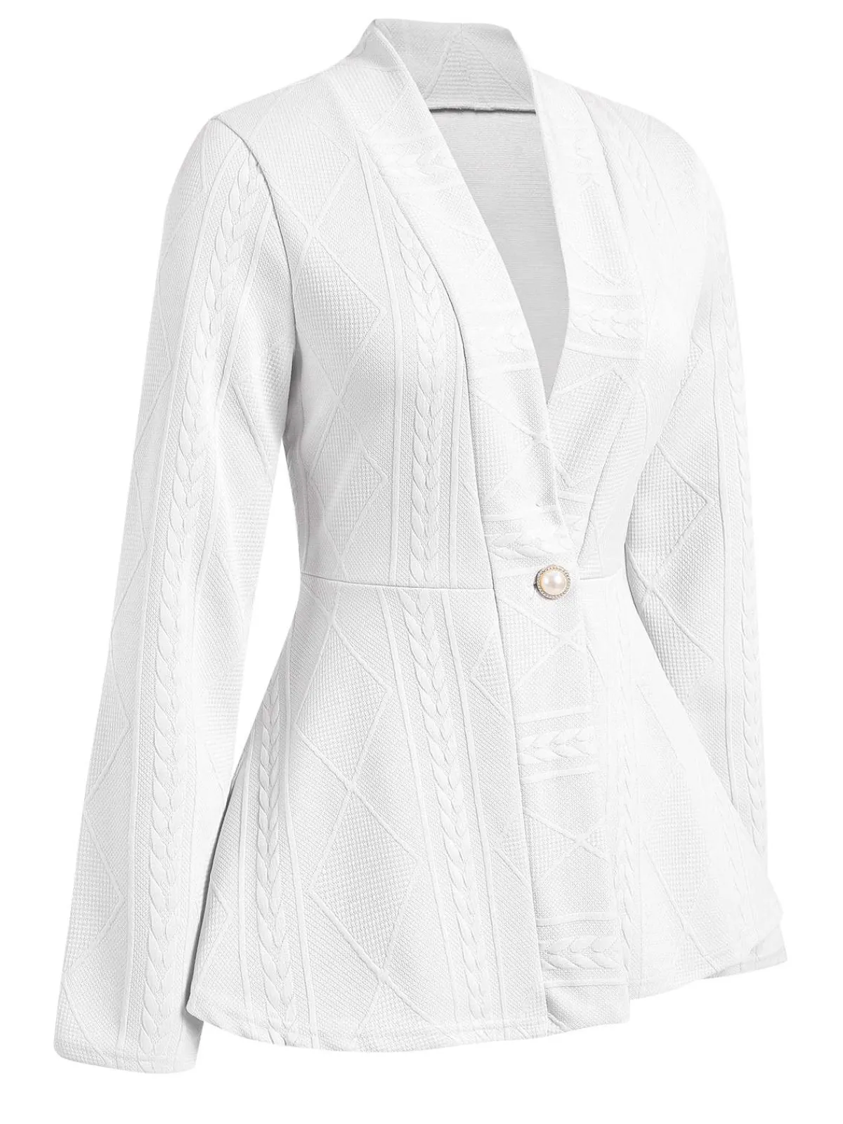 Clearance Retro Stage 1960s Pearl Buttoned Waisted Flare Long Sleeve Coat