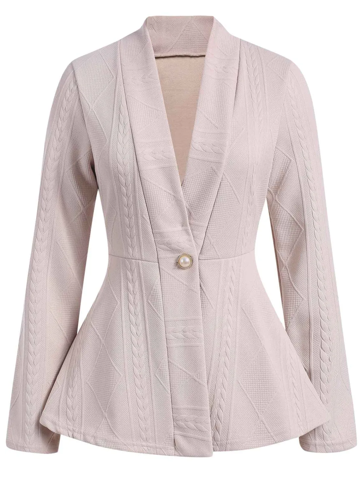 Clearance Retro Stage 1960s Pearl Buttoned Waisted Flare Long Sleeve Coat