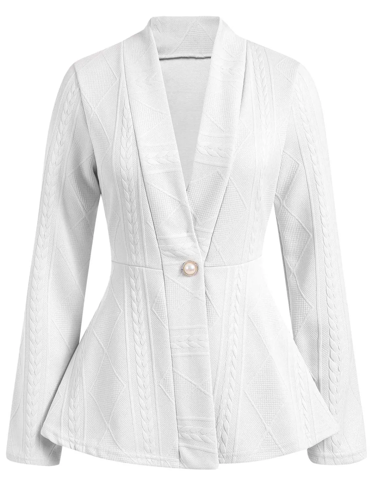 Clearance Retro Stage 1960s Pearl Buttoned Waisted Flare Long Sleeve Coat