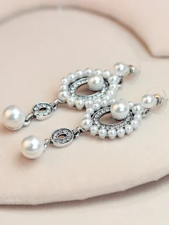 Outlet Retro Stage 1920s Pearl Rhinestone Earrings