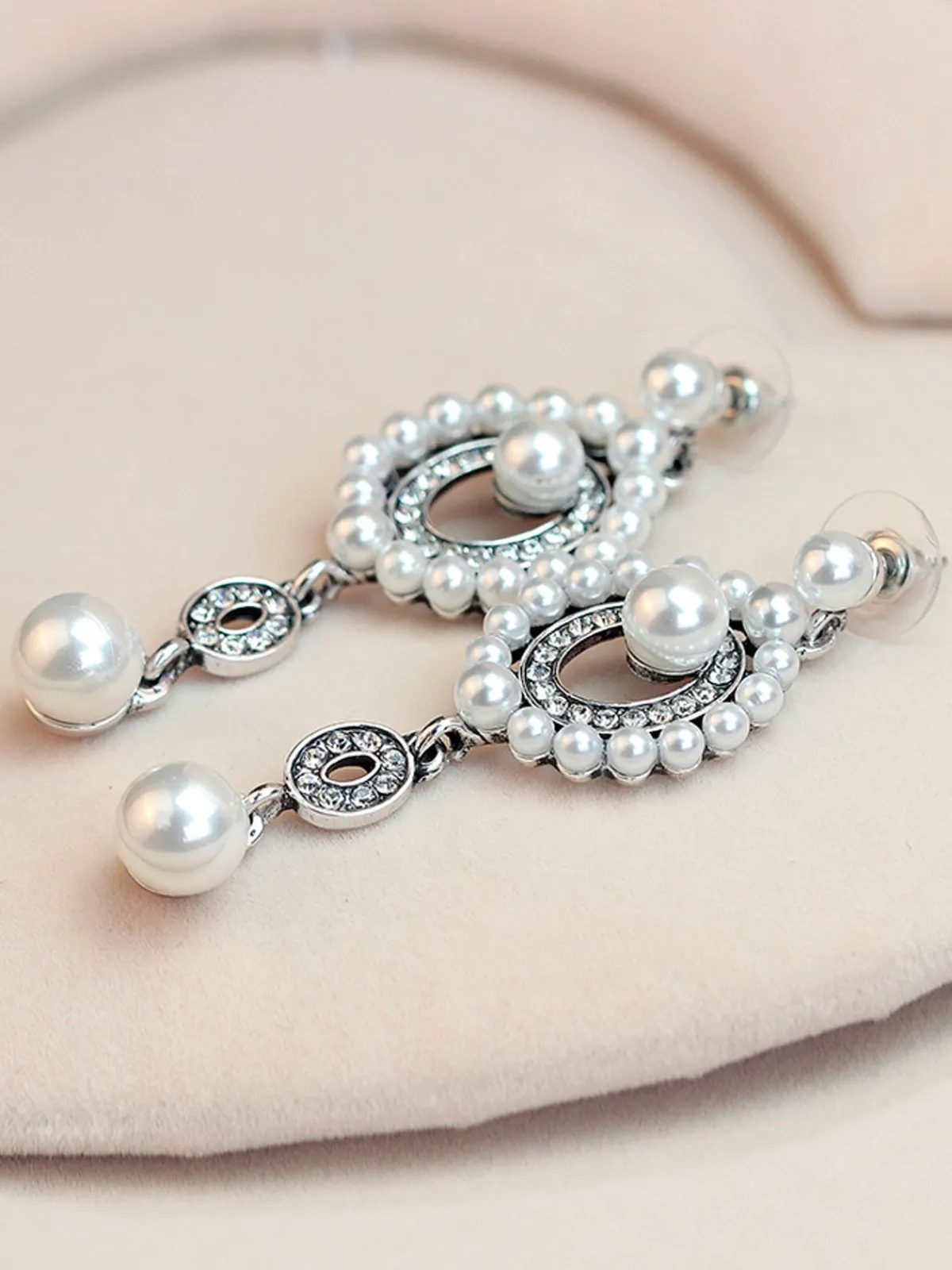 Outlet Retro Stage 1920s Pearl Rhinestone Earrings