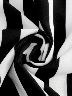 Best Retro Stage 1950s Peter Pan Collar & White Stripes Dress Black
