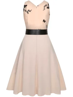 Discount Retro Stage 1950s Butterfly Sleeveless Dress With Belt Pink