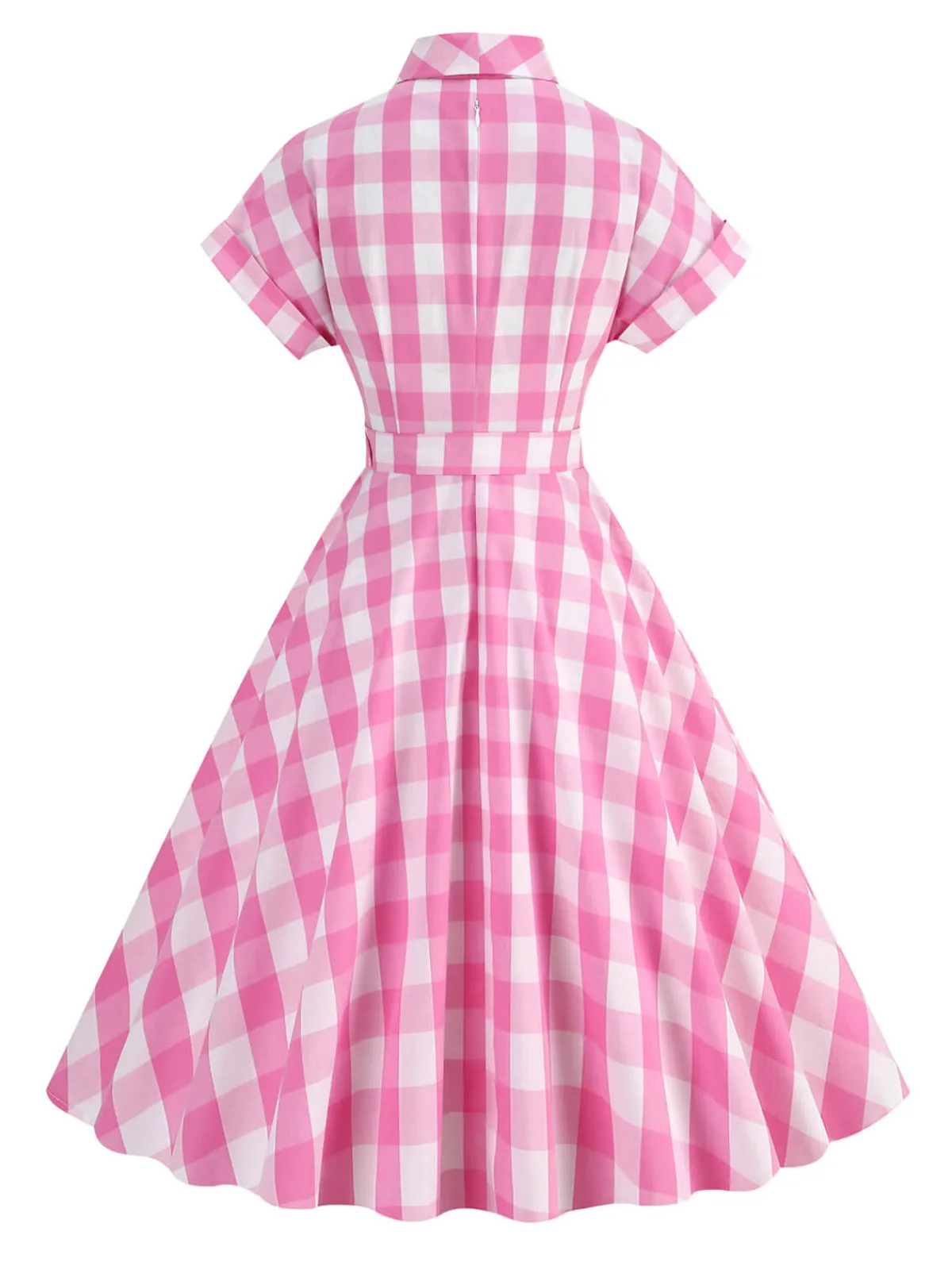 Best Retro Stage 1950s Plaid Bow Lapel Swing Dress