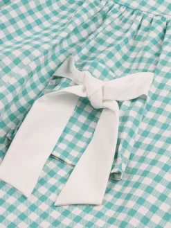 Outlet Retro Stage 1950s Plaid Bow Pockets Lapel Dress