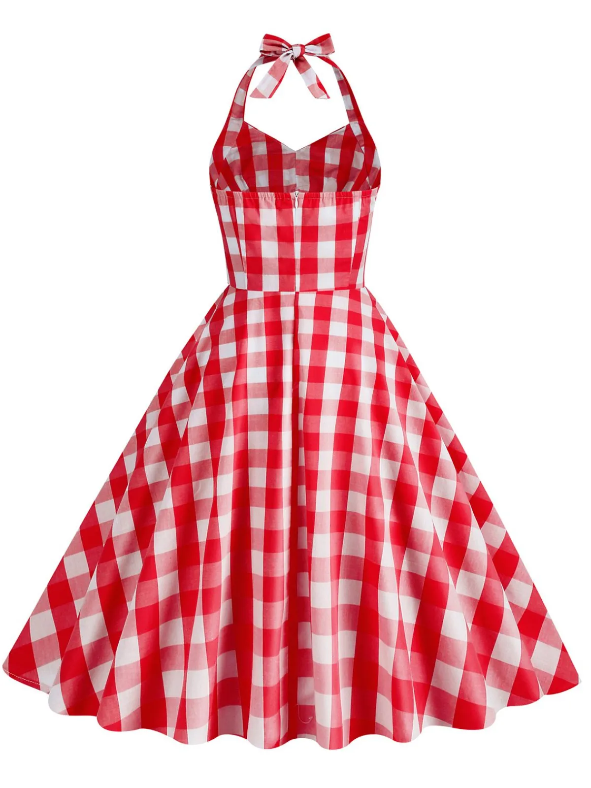 Outlet Retro Stage 1950s Plaid Halter Swing Dress