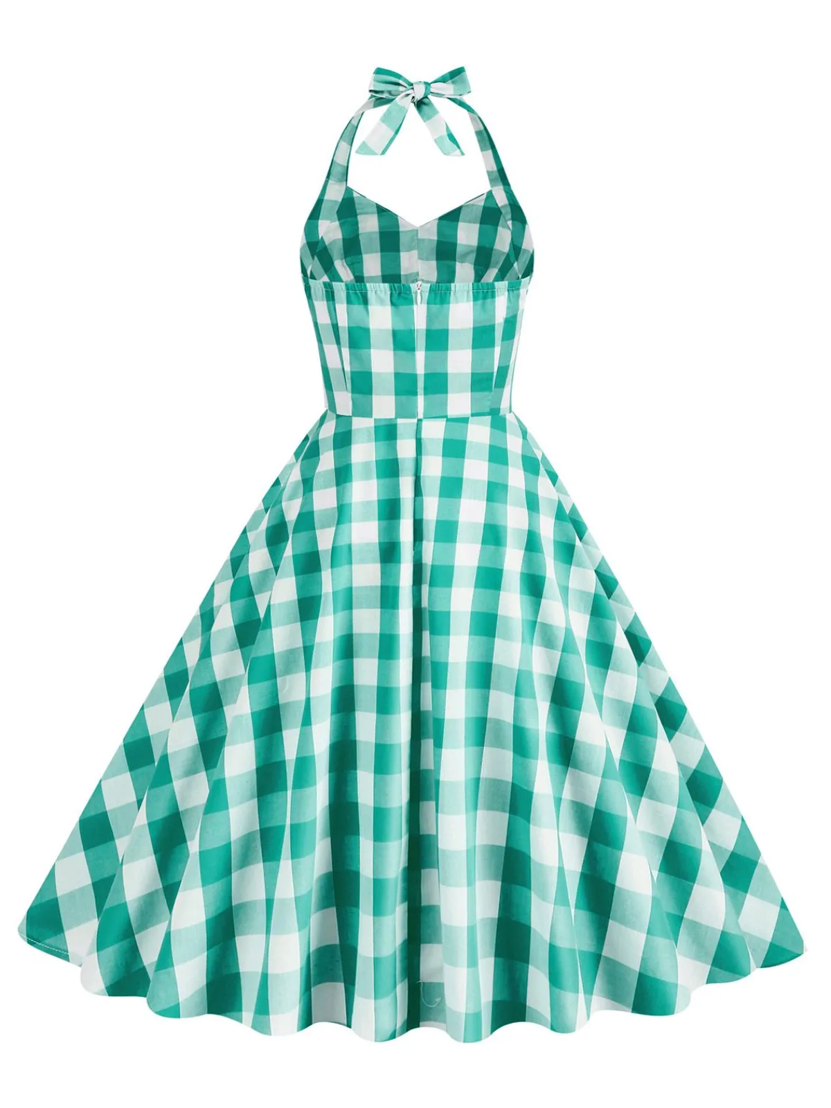 Outlet Retro Stage 1950s Plaid Halter Swing Dress