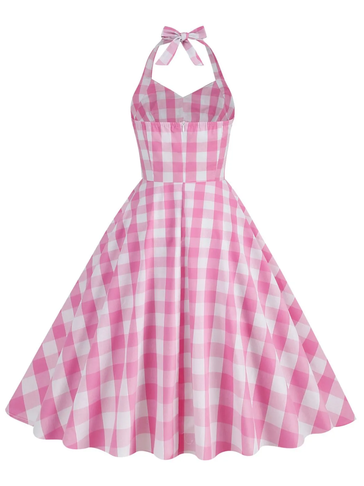 Outlet Retro Stage 1950s Plaid Halter Swing Dress