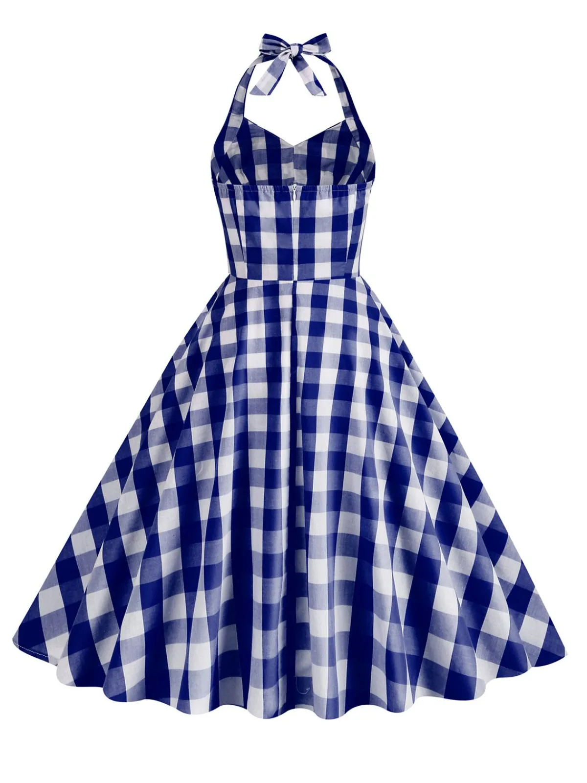 Outlet Retro Stage 1950s Plaid Halter Swing Dress