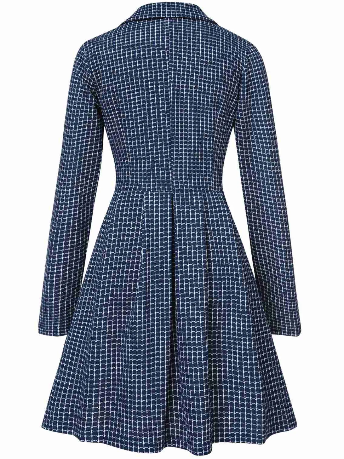 New Retro Stage 1950s Plaid Notch Lapel Double Breasted Coat