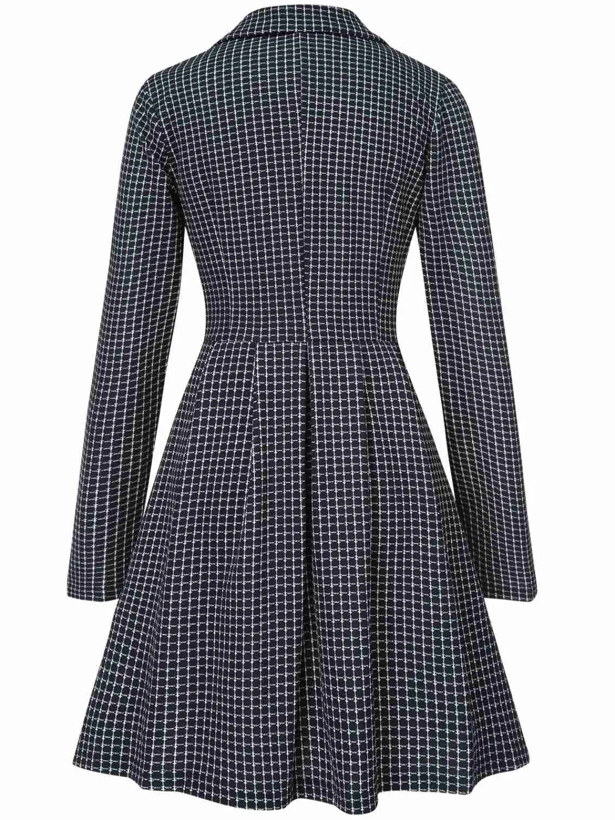 New Retro Stage 1950s Plaid Notch Lapel Double Breasted Coat