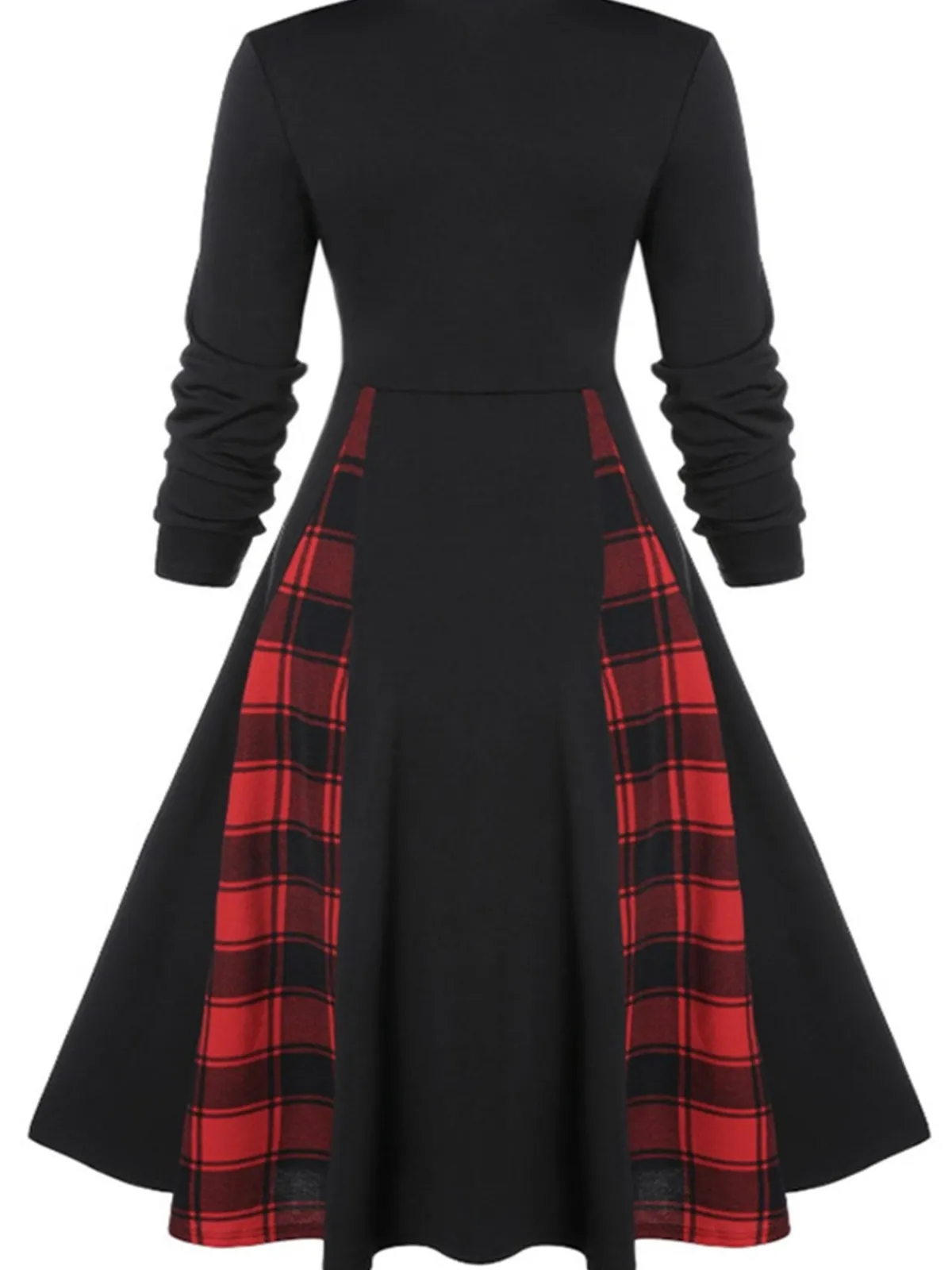 New Retro Stage 1950s Plaid Patchwork Gothic Pleated Dress