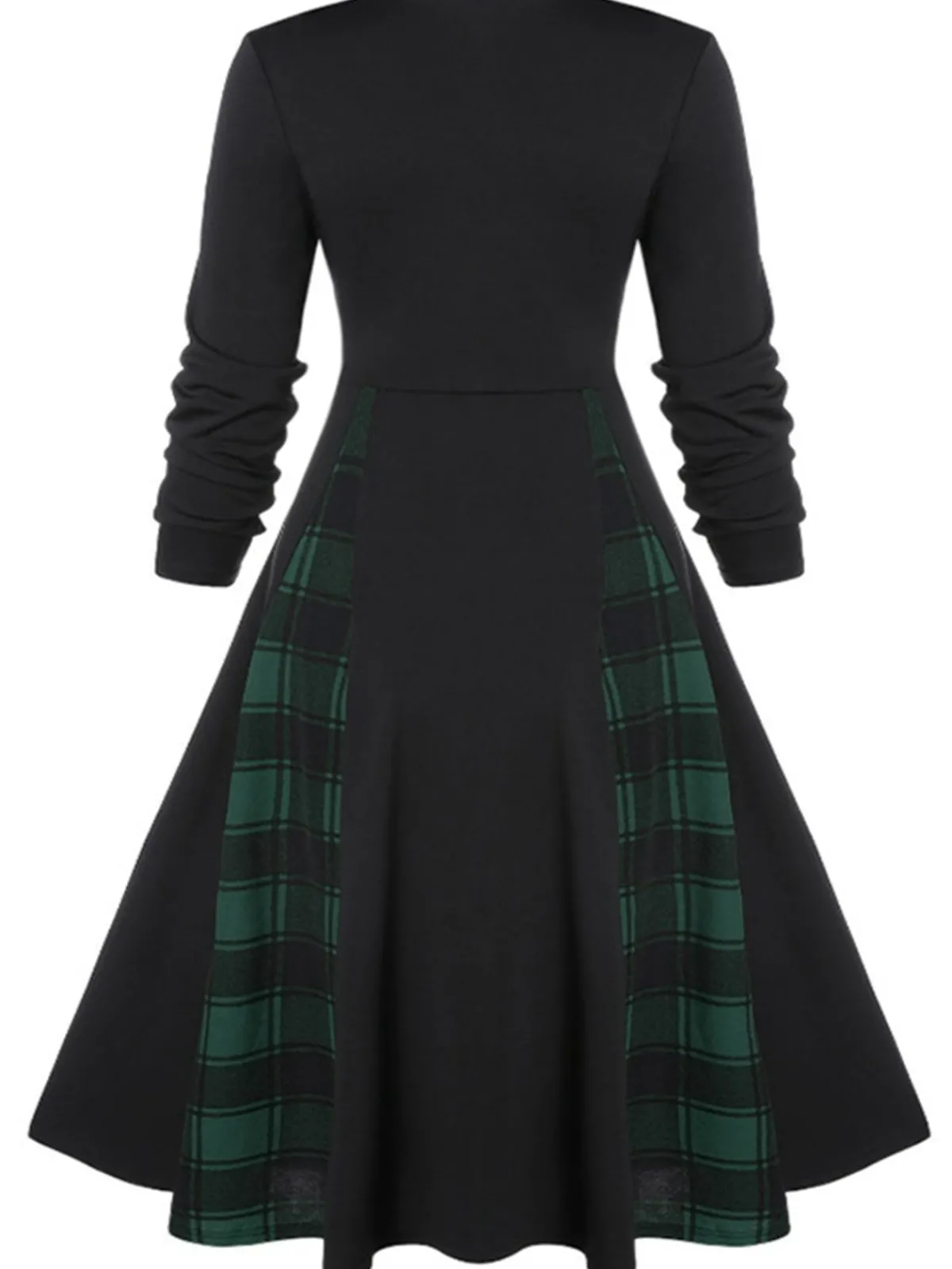 New Retro Stage 1950s Plaid Patchwork Gothic Pleated Dress