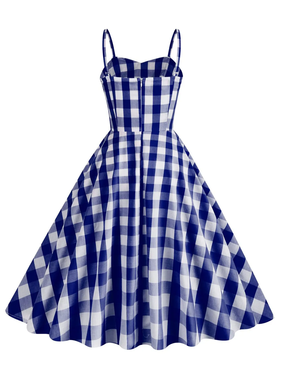 Outlet Retro Stage 1950s Plaid Strap Cotton Swing Dress