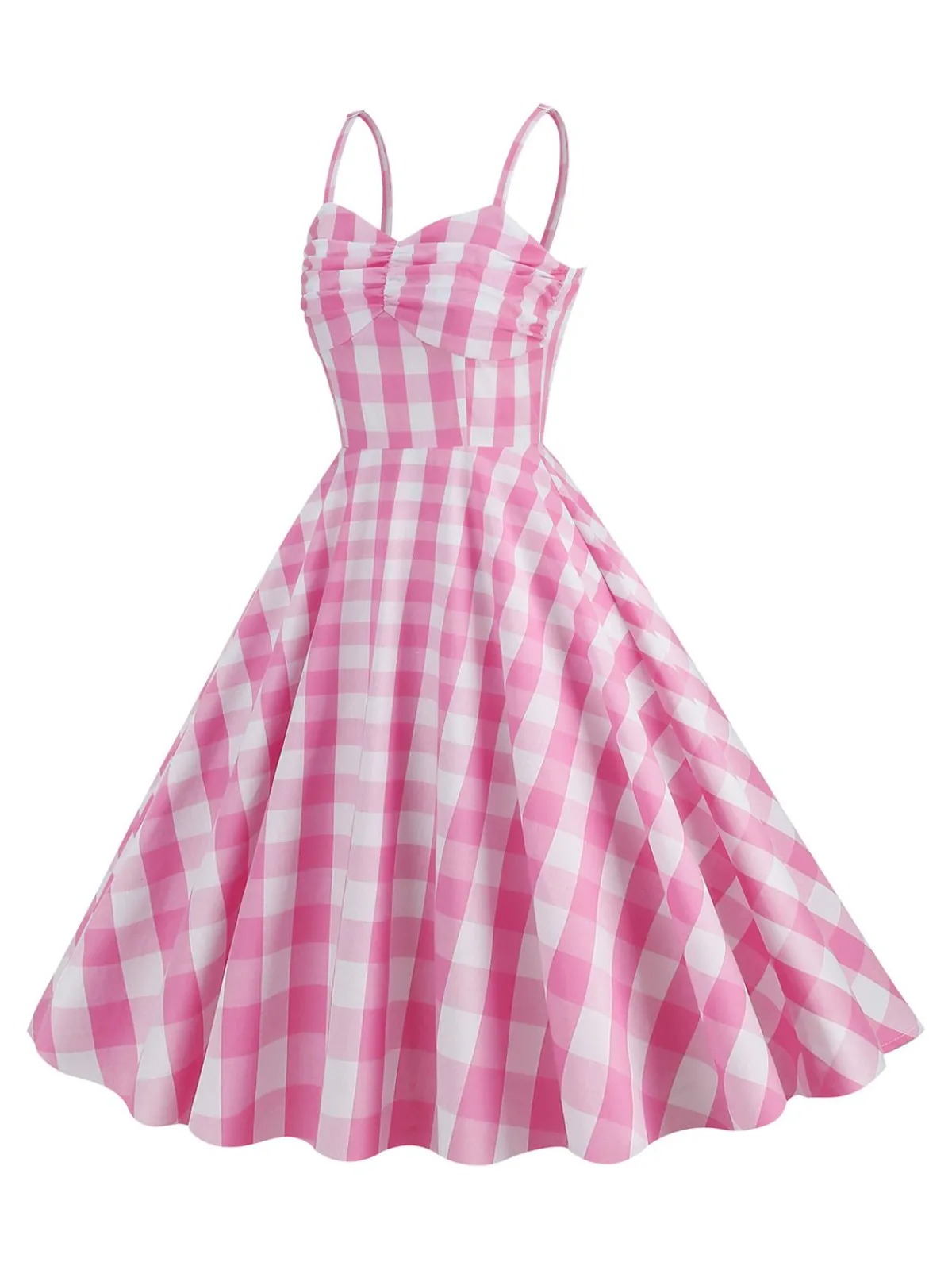 Outlet Retro Stage 1950s Plaid Strap Cotton Swing Dress