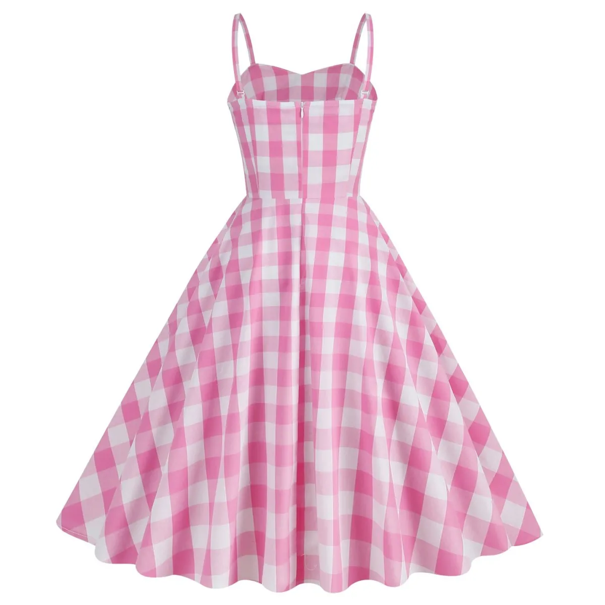 Outlet Retro Stage 1950s Plaid Strap Cotton Swing Dress