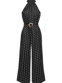 Clearance Retro Stage 1950s Polka Dot Belt Jumpsuit