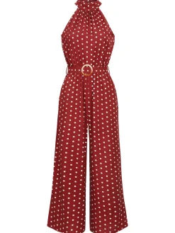 Clearance Retro Stage 1950s Polka Dot Belt Jumpsuit
