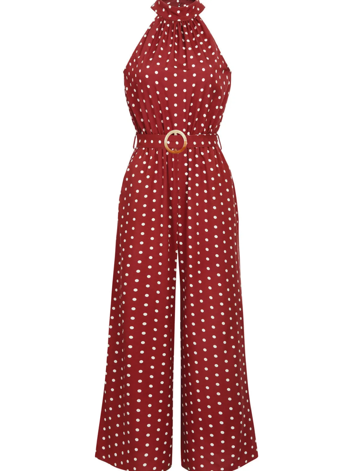 Clearance Retro Stage 1950s Polka Dot Belt Jumpsuit