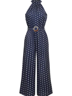 Clearance Retro Stage 1950s Polka Dot Belt Jumpsuit