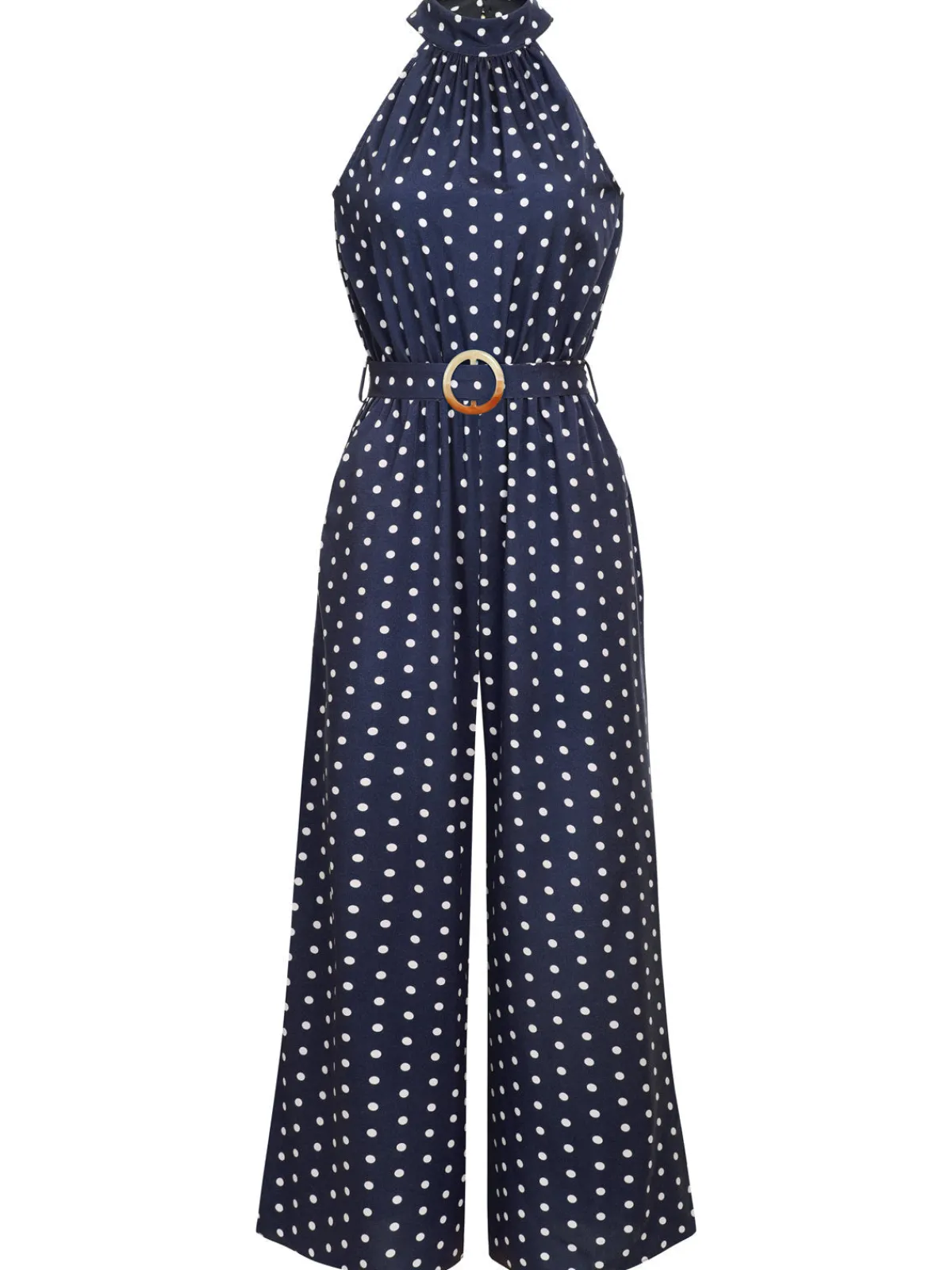 Clearance Retro Stage 1950s Polka Dot Belt Jumpsuit