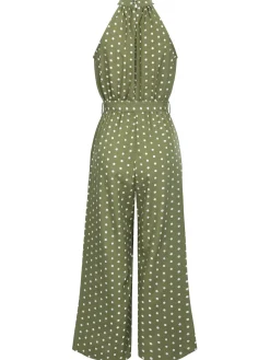Clearance Retro Stage 1950s Polka Dot Belt Jumpsuit