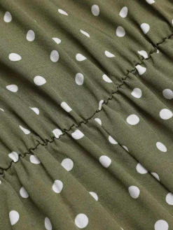 Online Retro Stage 1930s Polka Dot Belt Jumpsuit Green
