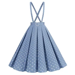 Clearance Retro Stage 1950s Polka Dot Belt Suspender Swing Skirt