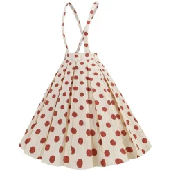 Clearance Retro Stage 1950s Polka Dot Belt Suspender Swing Skirt