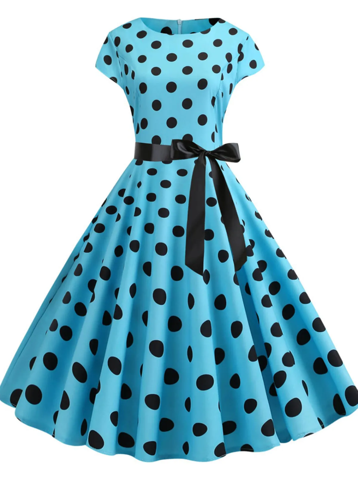 Sale Retro Stage 1950s Polka Dot Cap Sleeved Dress