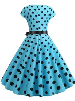 Sale Retro Stage 1950s Polka Dot Cap Sleeved Dress