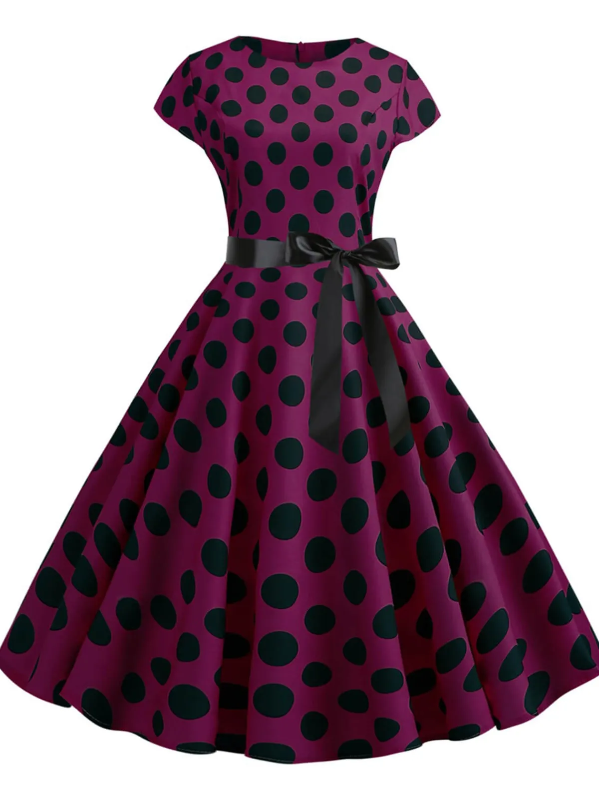 Sale Retro Stage 1950s Polka Dot Cap Sleeved Dress