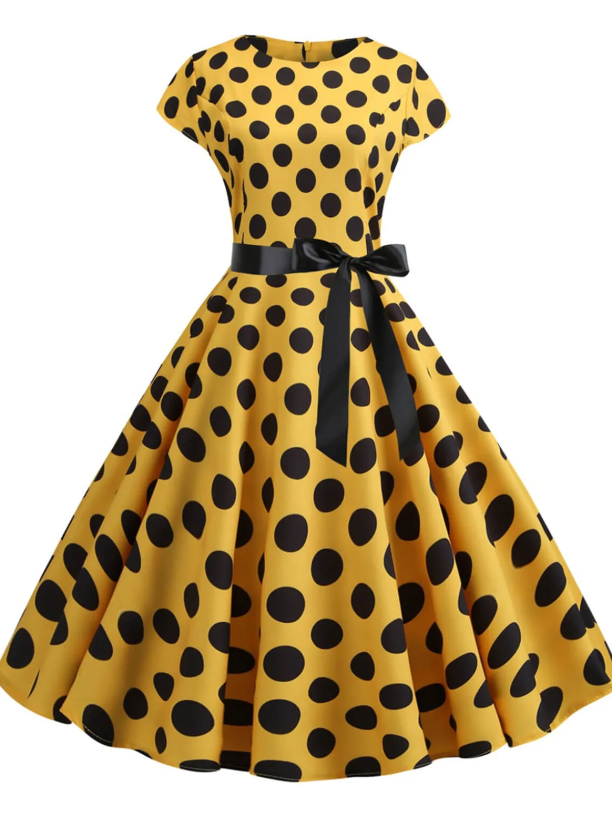 Sale Retro Stage 1950s Polka Dot Cap Sleeved Dress