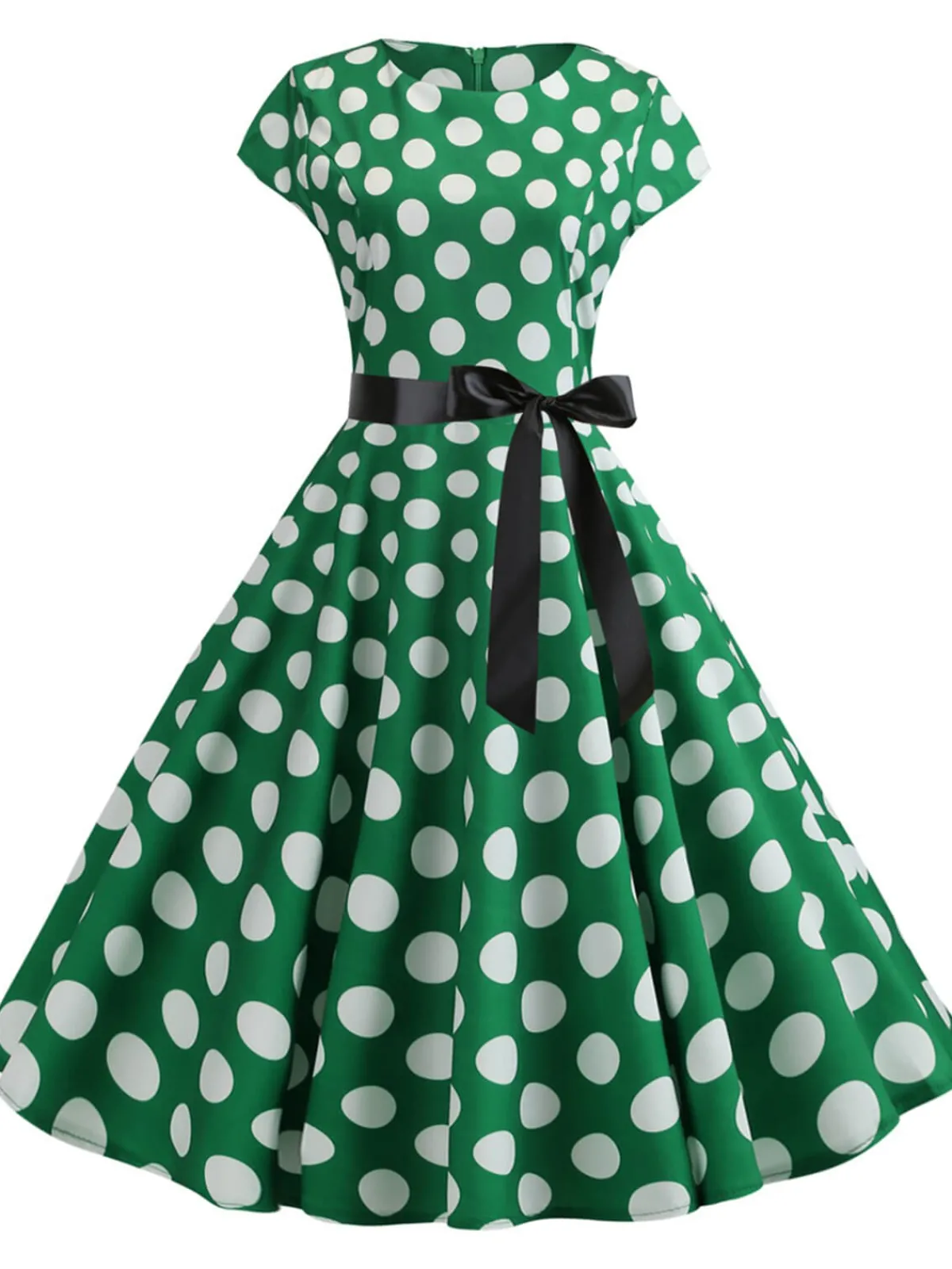 Sale Retro Stage 1950s Polka Dot Cap Sleeved Dress