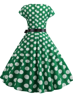 Sale Retro Stage 1950s Polka Dot Cap Sleeved Dress