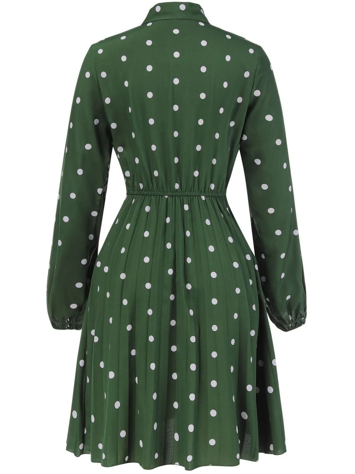 Fashion Retro Stage 1940s Polka Dot Drawstring Pleated Dress