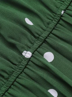 Fashion Retro Stage 1940s Polka Dot Drawstring Pleated Dress