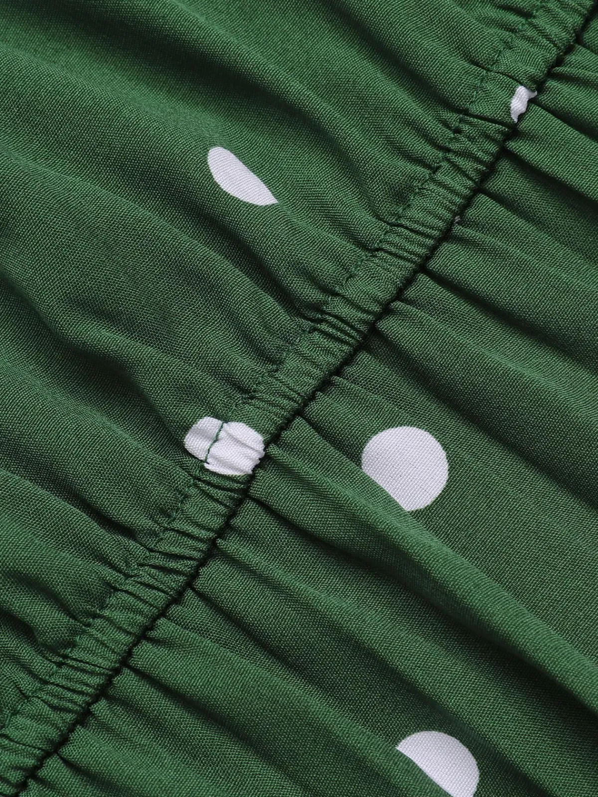 Fashion Retro Stage 1940s Polka Dot Drawstring Pleated Dress