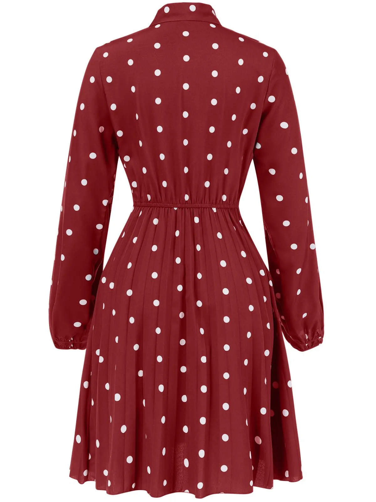 Fashion Retro Stage 1940s Polka Dot Drawstring Pleated Dress