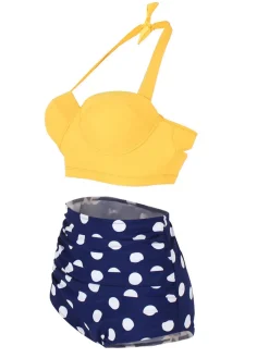 Online Retro Stage 1950s Polka Dot Halter Pleated Bikini