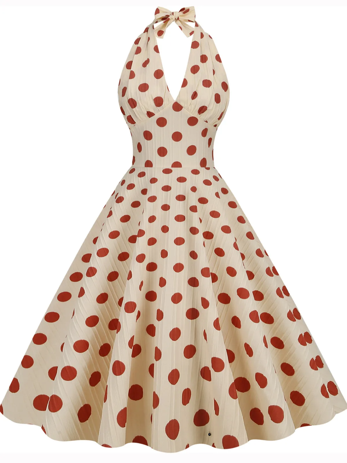 Fashion Retro Stage 1950s Polka Dot Halter Swing Dress