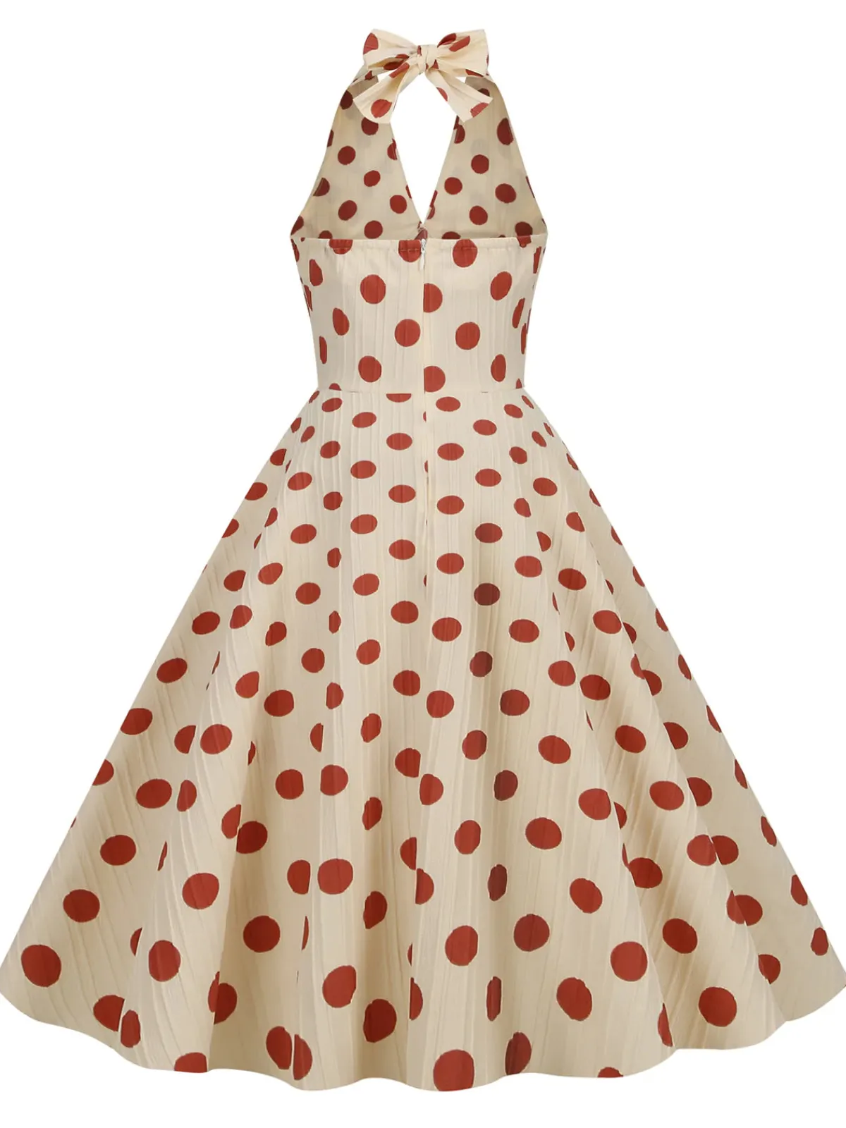 Discount Retro Stage 1950s Polka Dot Halter Swing Dress