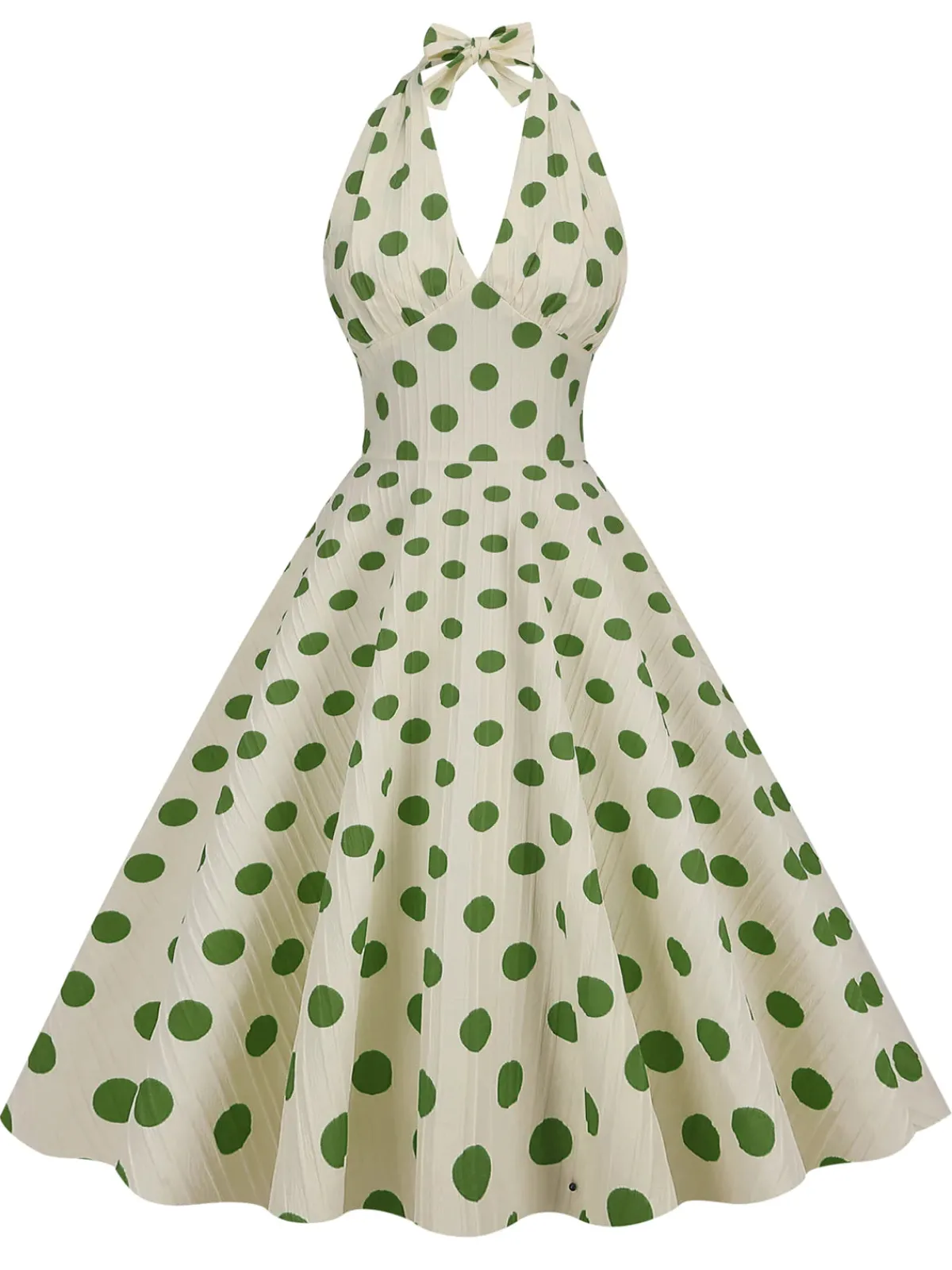 Discount Retro Stage 1950s Polka Dot Halter Swing Dress