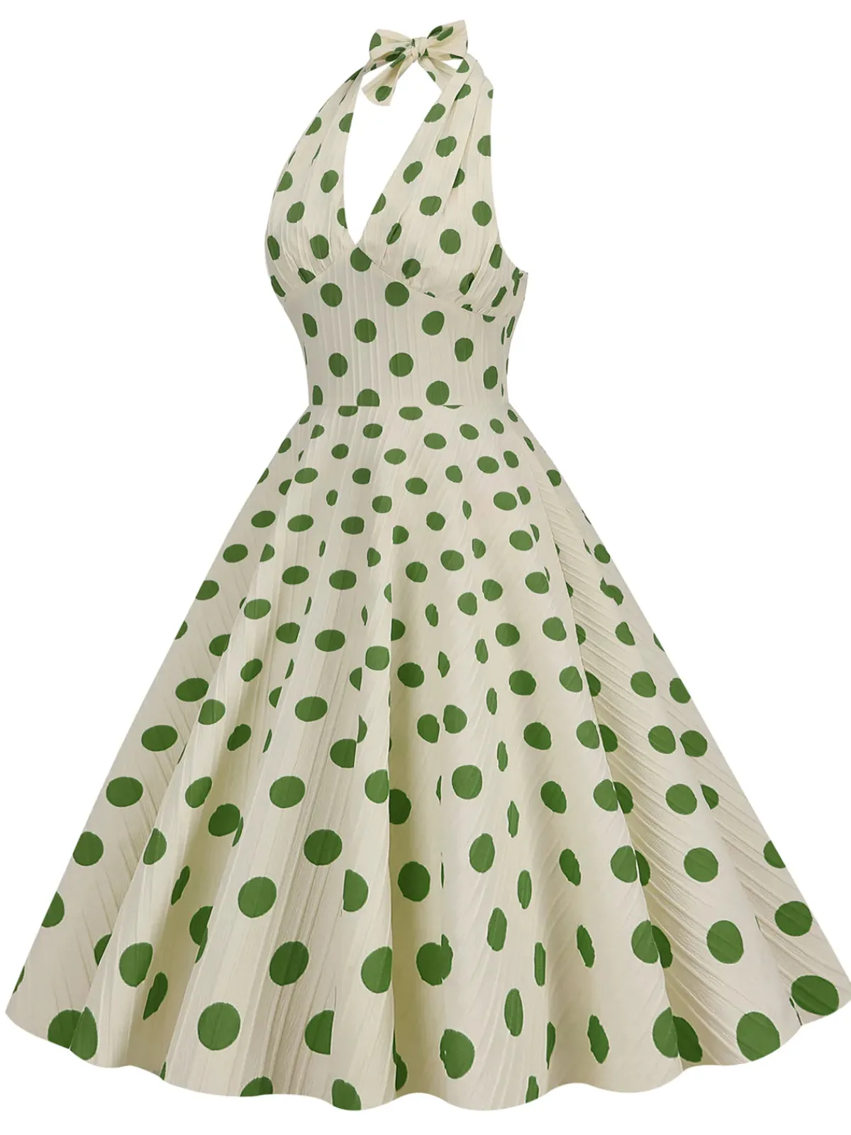 Discount Retro Stage 1950s Polka Dot Halter Swing Dress