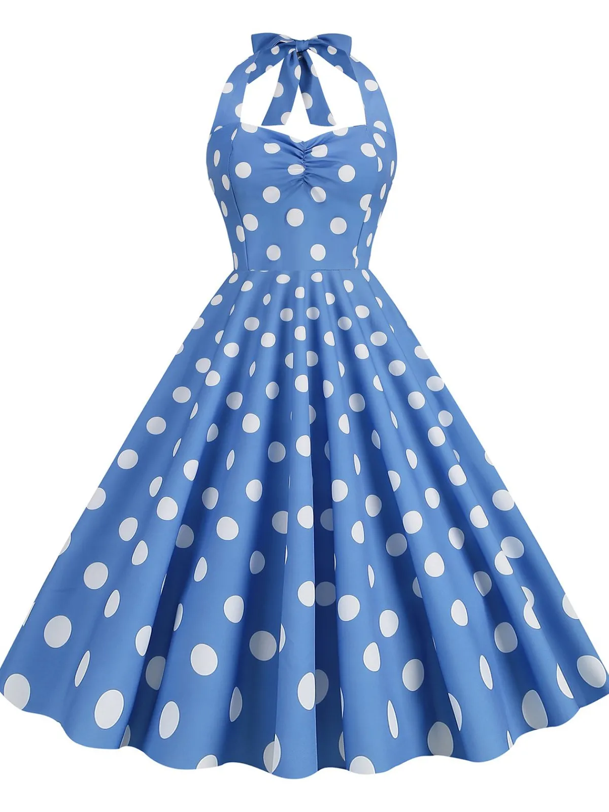 Sale Retro Stage 1950s Polka Dot Halter Swing Dress